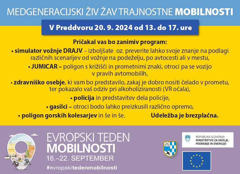 Medgeneracijski živ žav trajnostne mobilnosti v Preddvoru